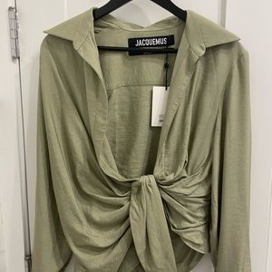 Jacquemus la chemise Bahia blouse in light green size 34 (small)